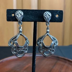 Silver tone screw on earrings